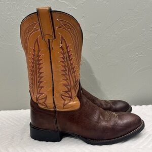 Tony‎ Lama Two Tone Brown Western Cowboy Boots size 9 1/2